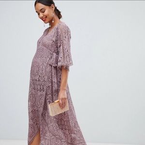 ASOS Maternity Lace Wrap Midi Dress